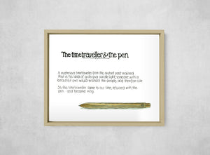 The Time Traveller & The Ajoto Pen, framed, front on