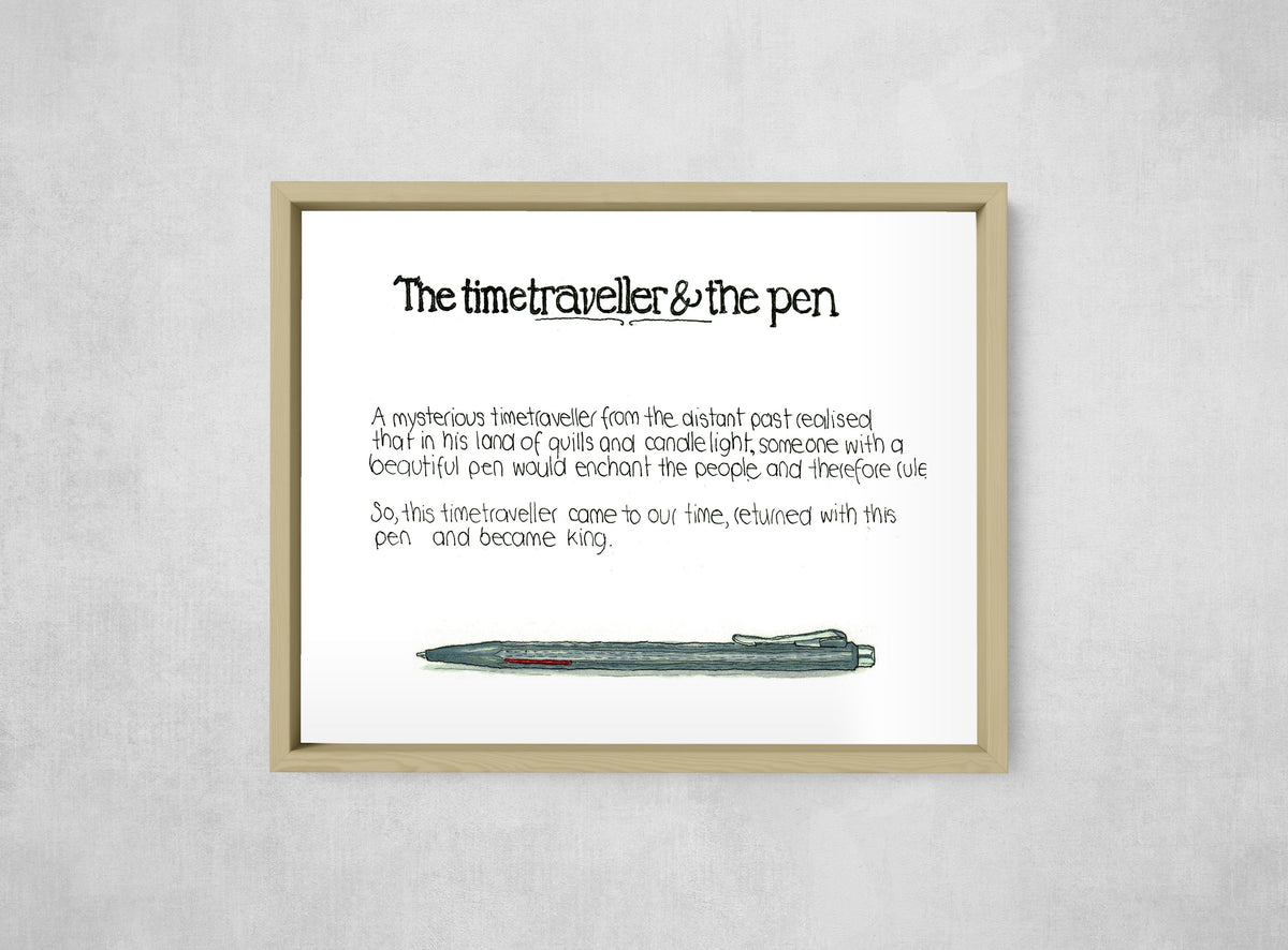 The Time Traveller & The Caran d'Ache Racing Pen, framed, front on