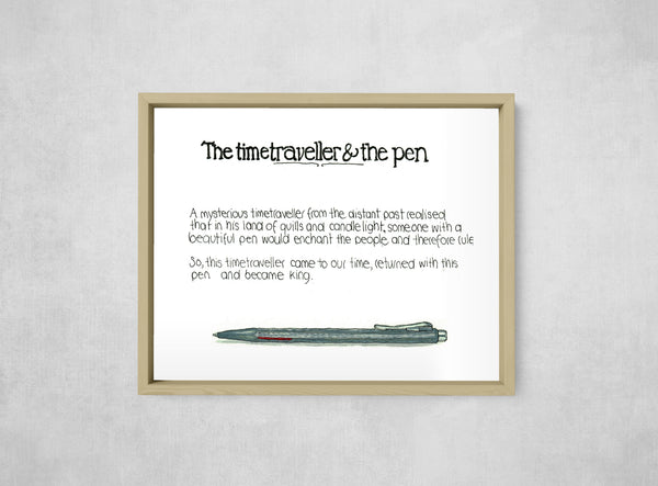 The Time Traveller & The Caran d'Ache Racing Pen, framed, front on