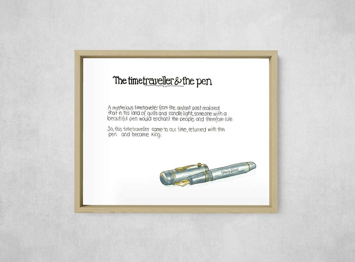The Time Traveller & The Conway Stewart Pen, framed, front on