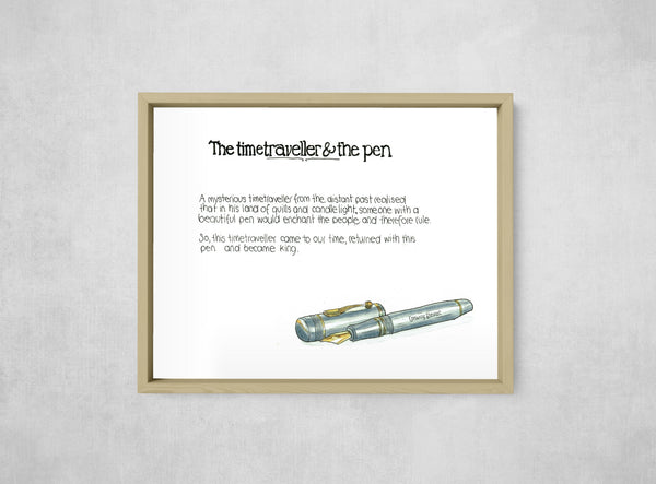 The Time Traveller & The Conway Stewart Pen, framed, front on