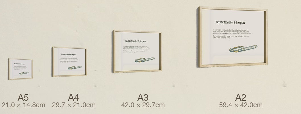 The Time Traveller & The Conway Stewart Pen, four sizes, true relative scale