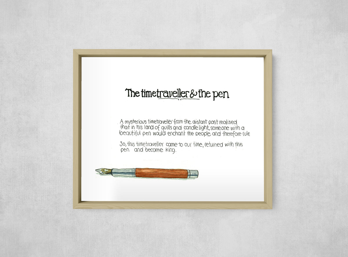 The Time Traveller & The Faber-Castell Pen, framed, front on