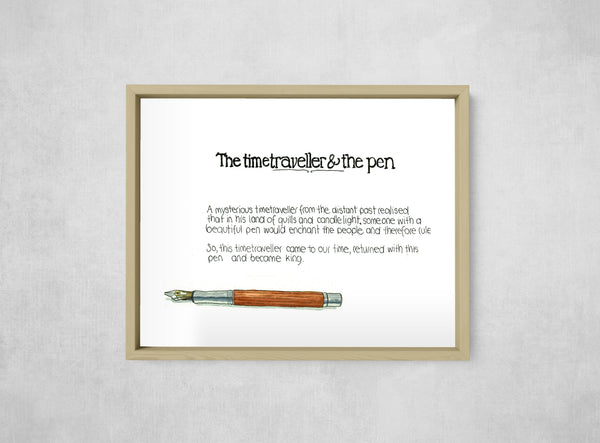 The Time Traveller & The Faber-Castell Pen, framed, front on