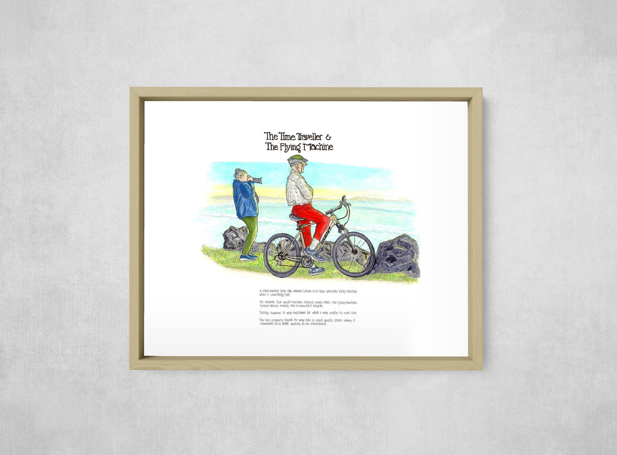 The Time Traveller & The Flying Machine, framed, front on