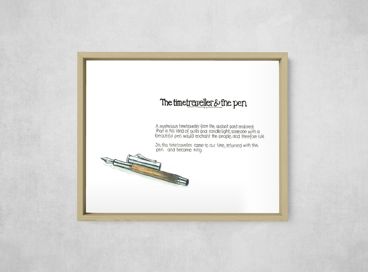 The Time Traveller & The Graf von Faber-Castell Pen, framed, front on