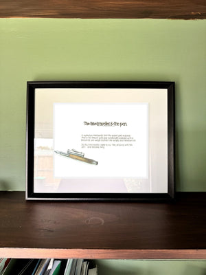 The Time Traveller & The Graf von Faber-Castell Pen in a real frame, on the wall