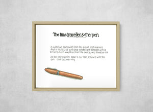 The Time Traveller & The Montegrappa Pen, framed, front on