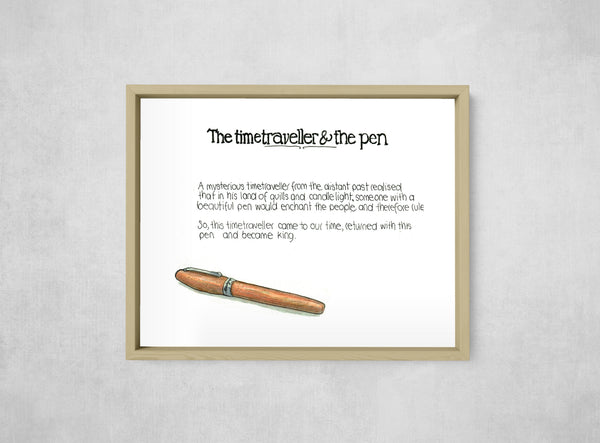 The Time Traveller & The Montegrappa Pen, framed, front on