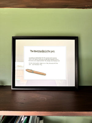 The Time Traveller & The Montegrappa Pen in a real frame, on the wall