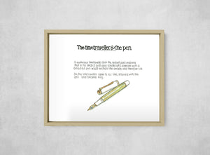 The Time Traveller & The Pelikan Pen, framed, front on