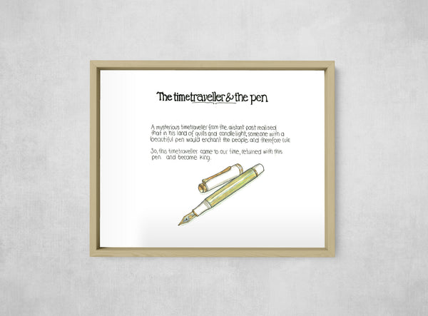 The Time Traveller & The Pelikan Pen, framed, front on