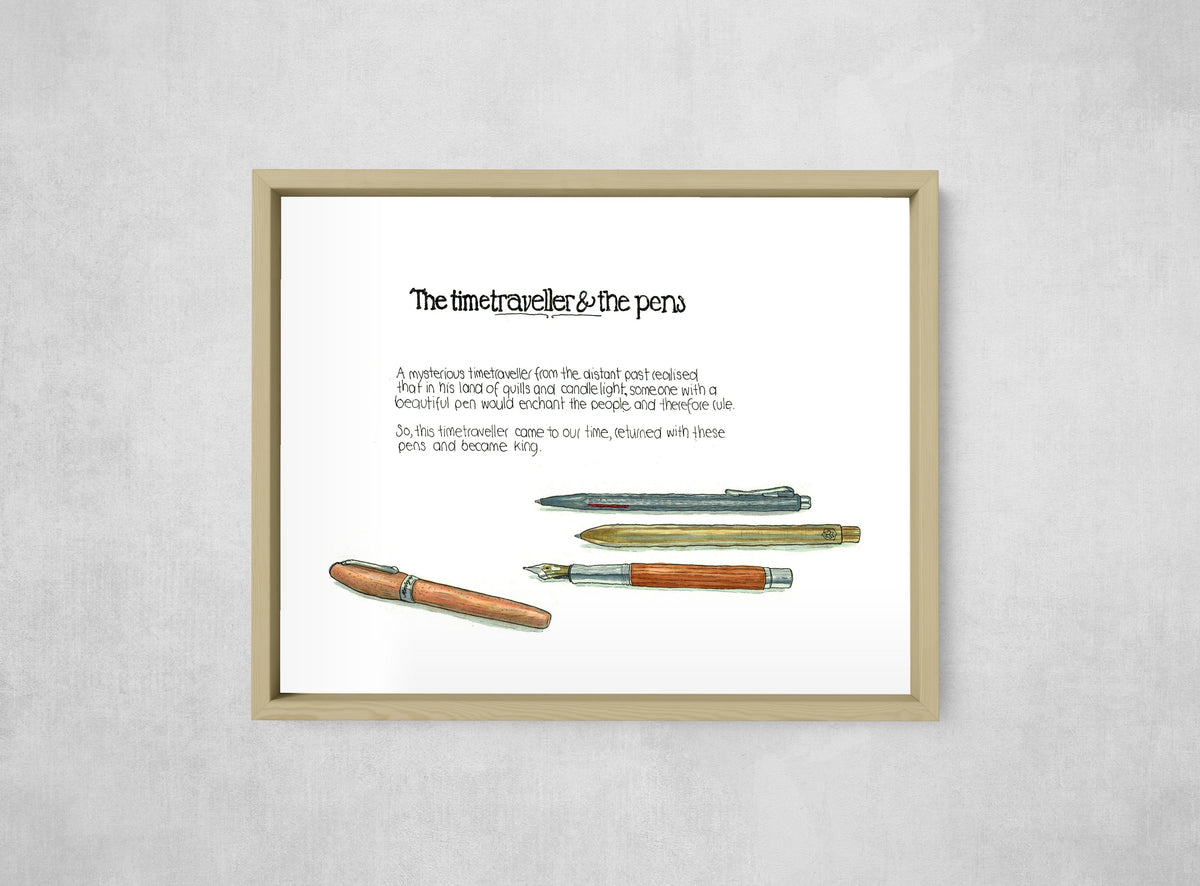 The Time Traveller & The Pen Collection, framed, front on