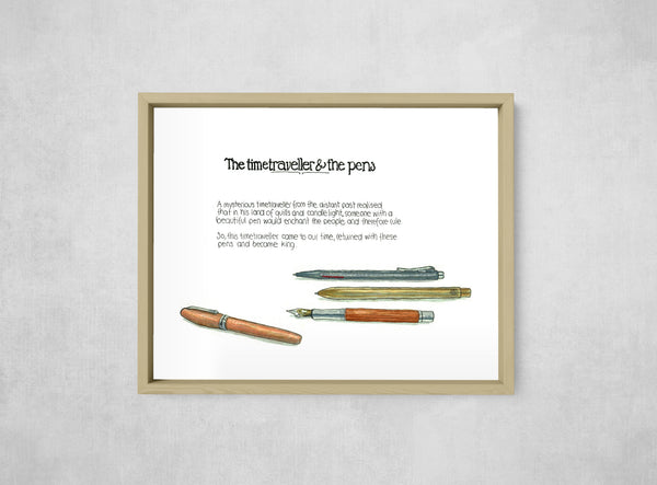 The Time Traveller & The Pen Collection, framed, front on