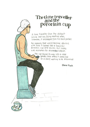 The Time Traveller and the Porcelain Cup artwork on its own, unframed