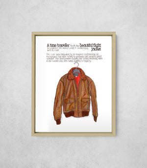 The Time Traveller's Flight Jacket, framed, front on