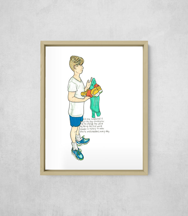 The First World Leader in Sneakers, framed, front on