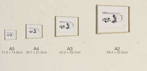 A World Powered by Espresso, all four sizes, true relative scale
