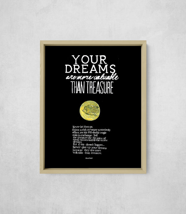 Your Dreams Are More Valuable Than Treasure, framed, front on