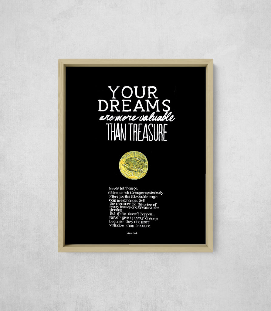 Your Dreams Are More Valuable Than Treasure, framed, front on