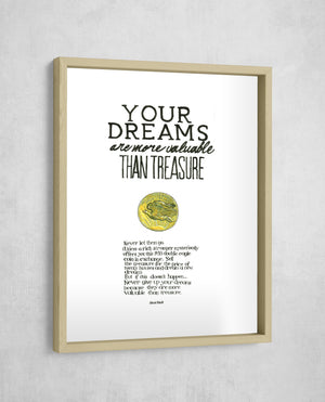 Your Dreams Are More Valuable Than Treasure, Gallery Border style, large format — White Background